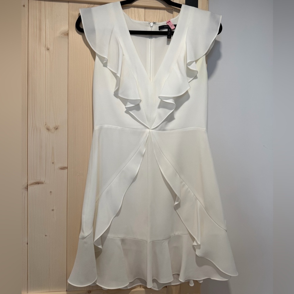 BCBG White Ruffle Dress